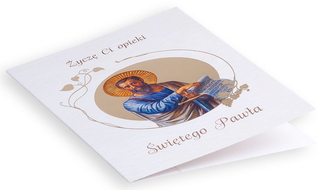 Karnet z kopertą: Ze Świętymi 10 - Życzę Ci opieki Świętego Pawła