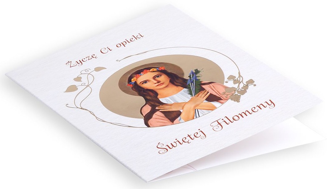 Karnet z kopertą: Ze Świętymi 11 - Życzę Ci opieki Świętej Filomeny
