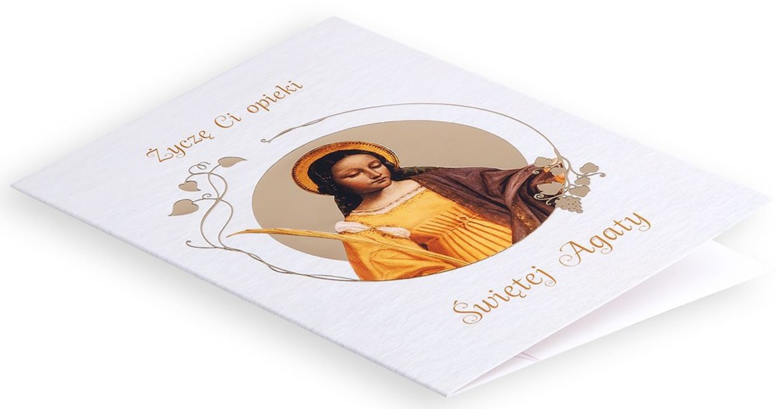 Karnet z kopertą: Ze Świętymi 13 - Życzę Ci opieki Świętej Agaty