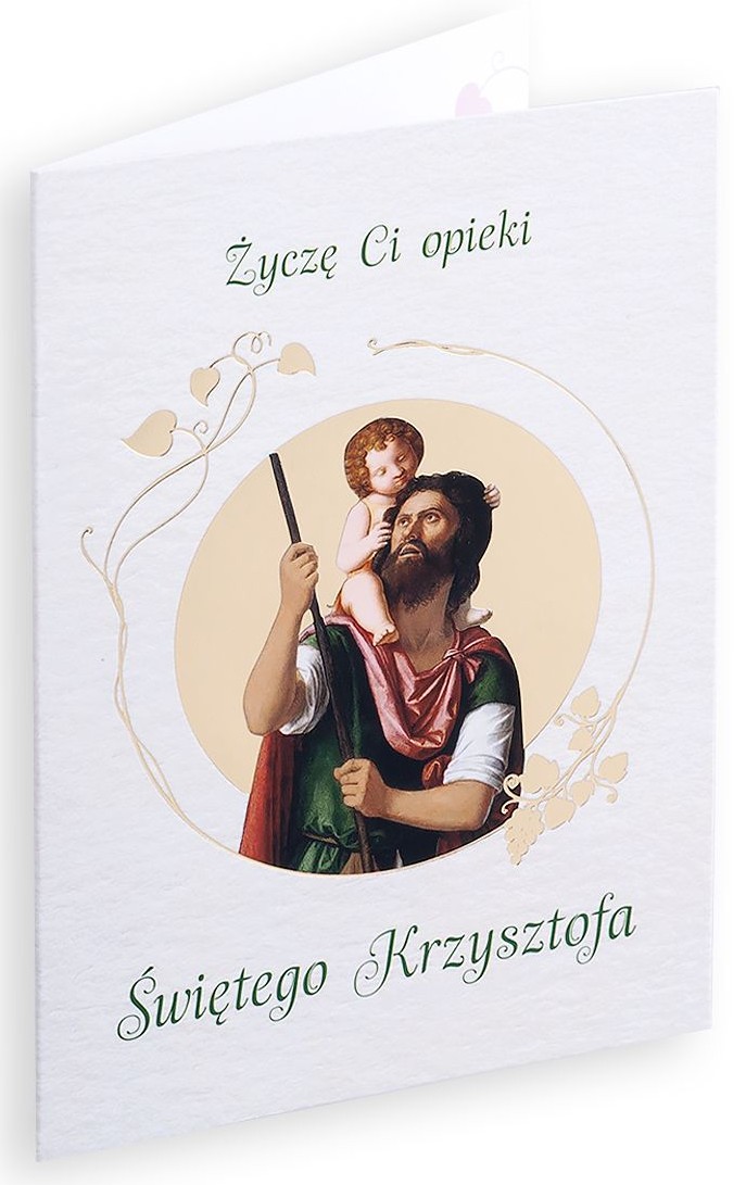 Karnet z kopertą: Ze Świętymi 15 - Życzę Ci opieki Świętego Krzysztofa
