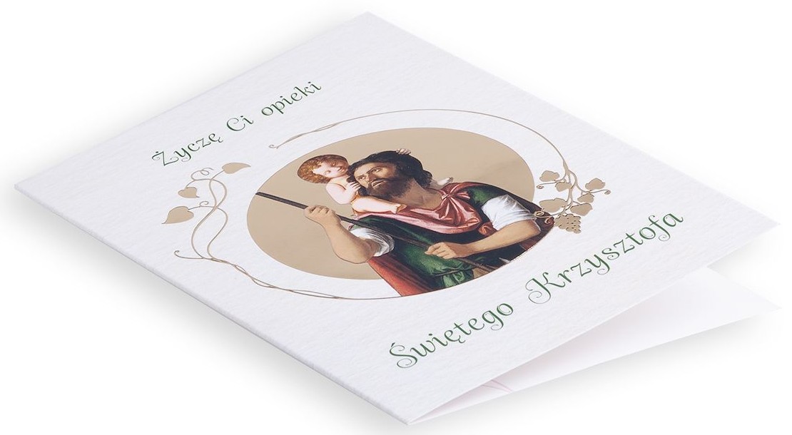 Karnet z kopertą: Ze Świętymi 15 - Życzę Ci opieki Świętego Krzysztofa