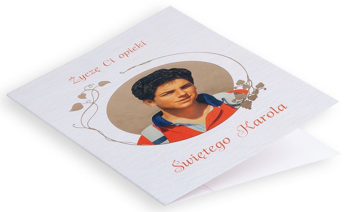 Karnet z kopertą: Ze Świętymi 16 - Życzę Ci opieki Świętego Karola (Acutis)