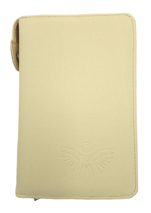 Oprawa / Okładka MAKAJUTO z suwakiem na Biblię "z rybką" (ANIOŁ) - kolor beżowy