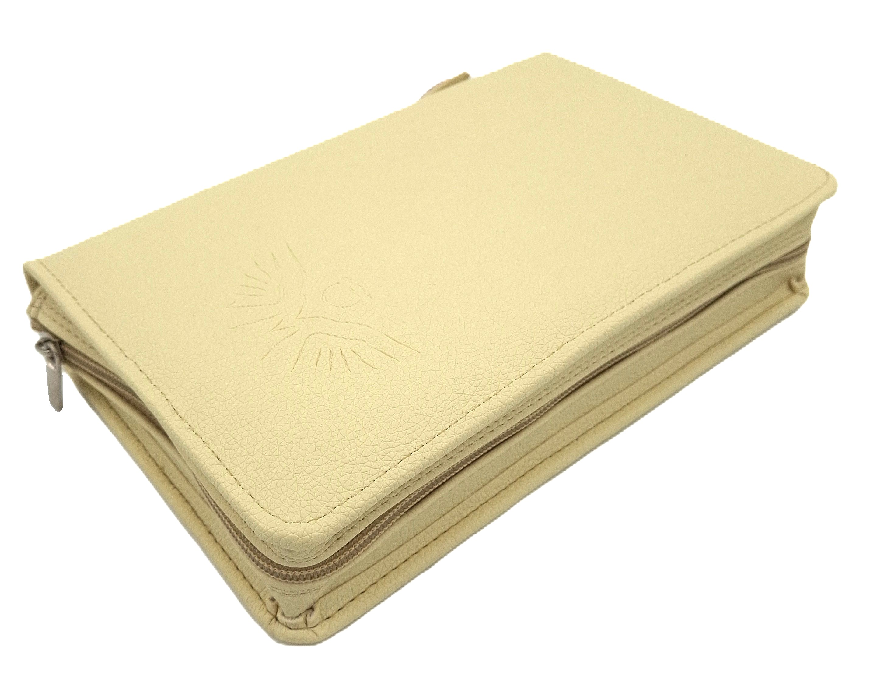 Oprawa / Okładka MAKAJUTO z suwakiem na Biblię "z rybką" (ANIOŁ) - kolor beżowy