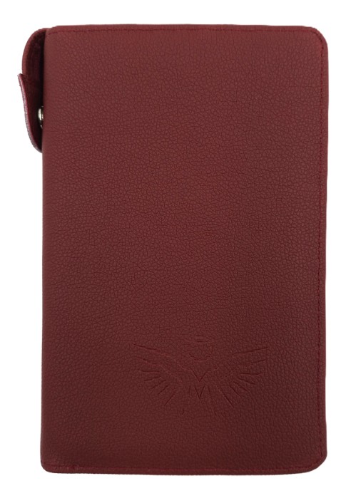 Oprawa / Okładka MAKAJUTO z suwakiem na Biblię "z rybką" (ANIOŁ) - kolor bordowy