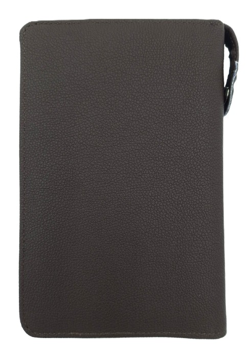 Oprawa / Okładka MAKAJUTO z suwakiem na Biblię "z rybką" (ANIOŁ) - kolor ciemny brąz