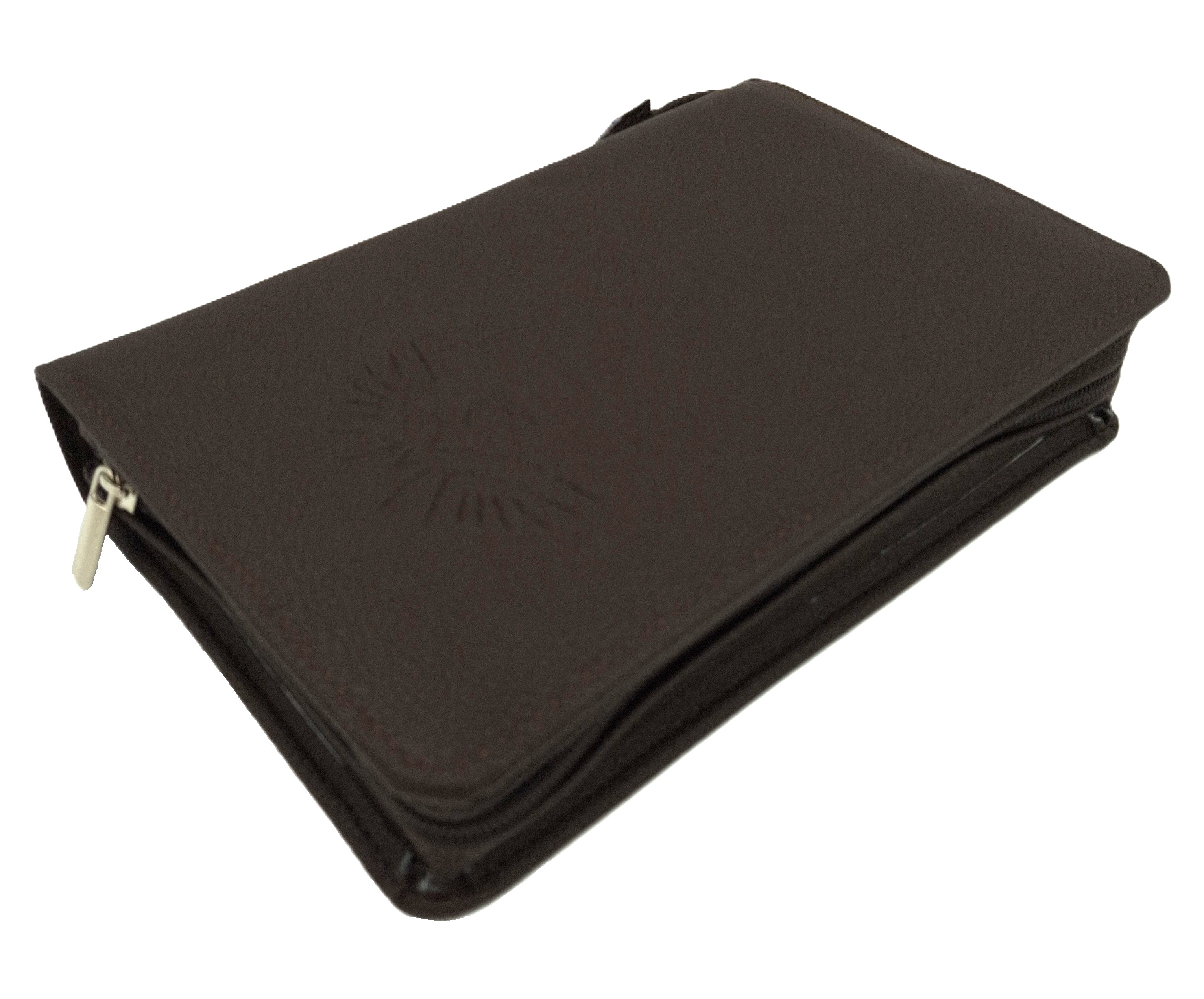 Oprawa / Okładka MAKAJUTO z suwakiem na Biblię "z rybką" (ANIOŁ) - kolor ciemny brąz