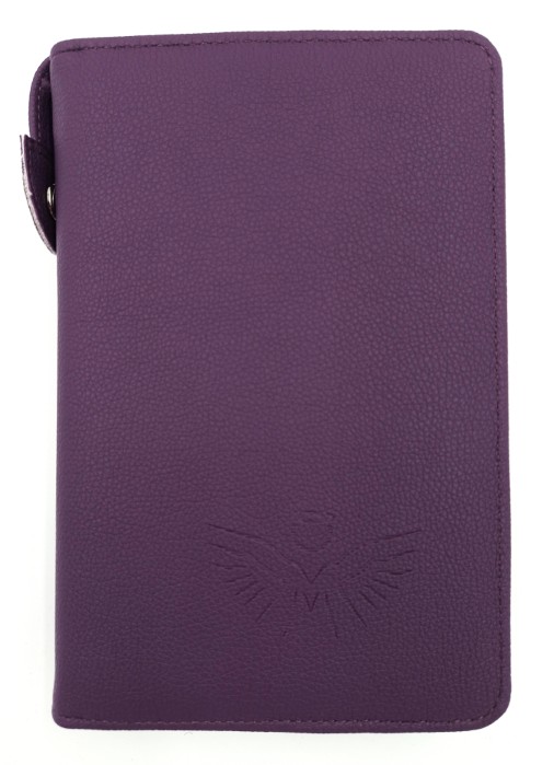 Oprawa / Okładka MAKAJUTO z suwakiem na Biblię "z rybką" (ANIOŁ) - kolor fioletowy