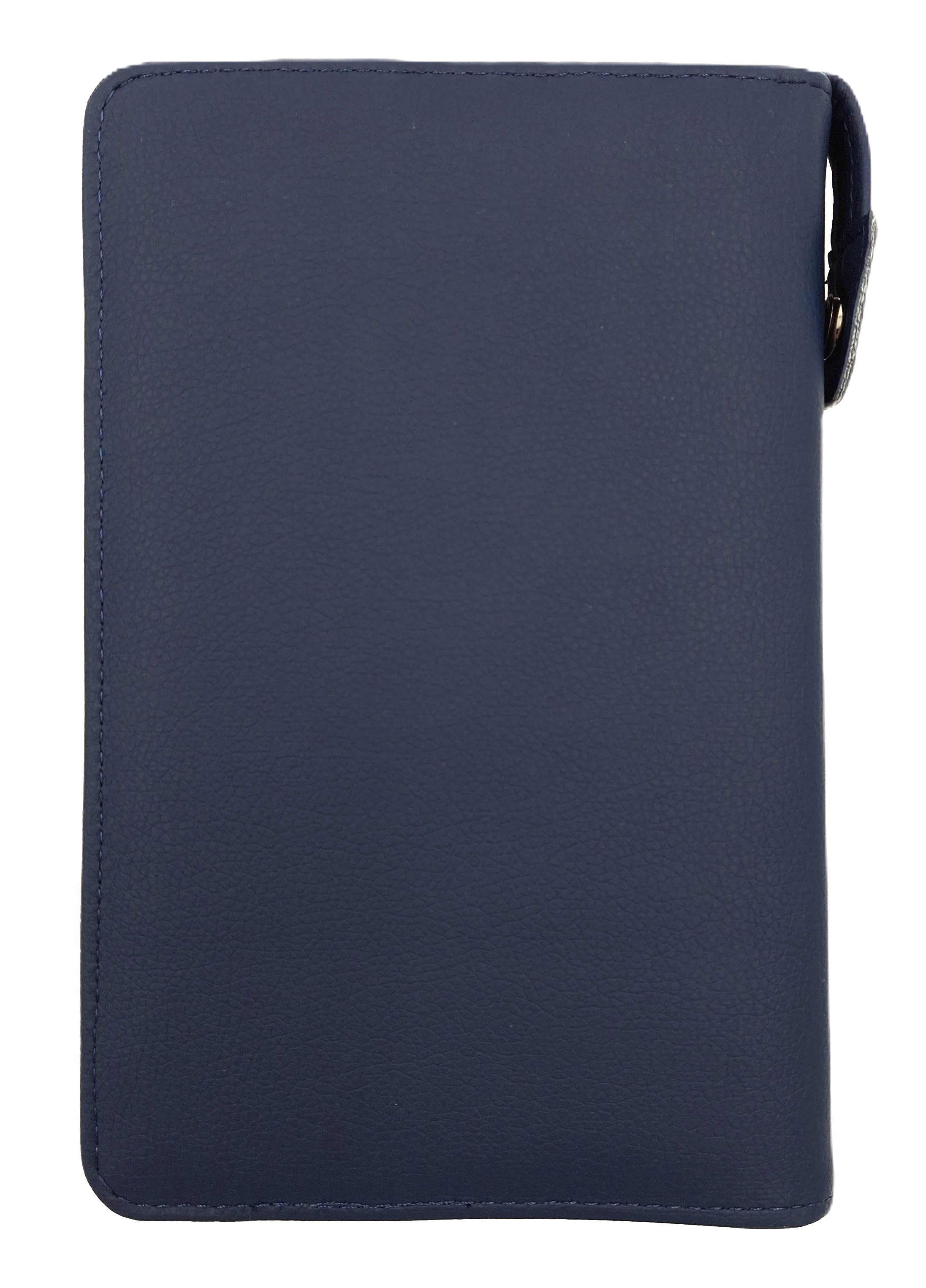 Oprawa / Okładka MAKAJUTO z suwakiem na Biblię "z rybką" (ANIOŁ) - kolor granatowy