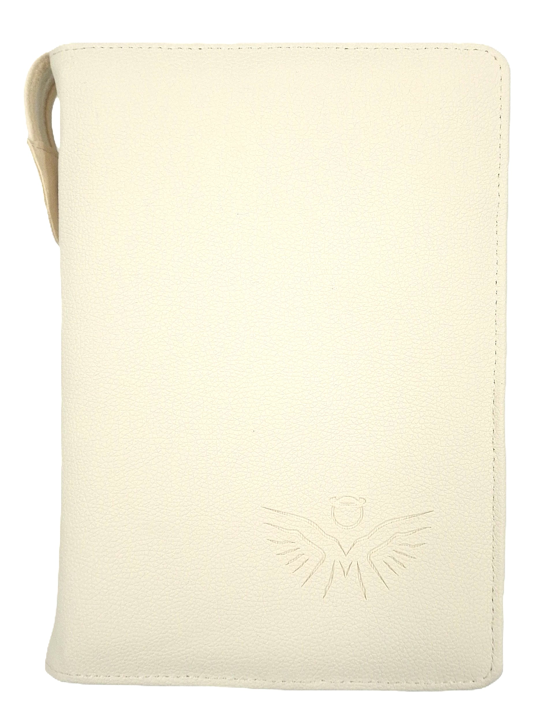 Oprawa / Okładka MAKAJUTO z suwakiem na Pismo Święte DUŻE "z gołębicą" (ANIOŁ) - kolor ECRU