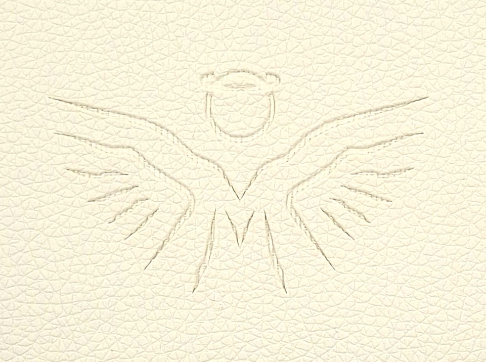 Oprawa / Okładka MAKAJUTO z suwakiem na Pismo Święte DUŻE "z gołębicą" (ANIOŁ) - kolor ECRU