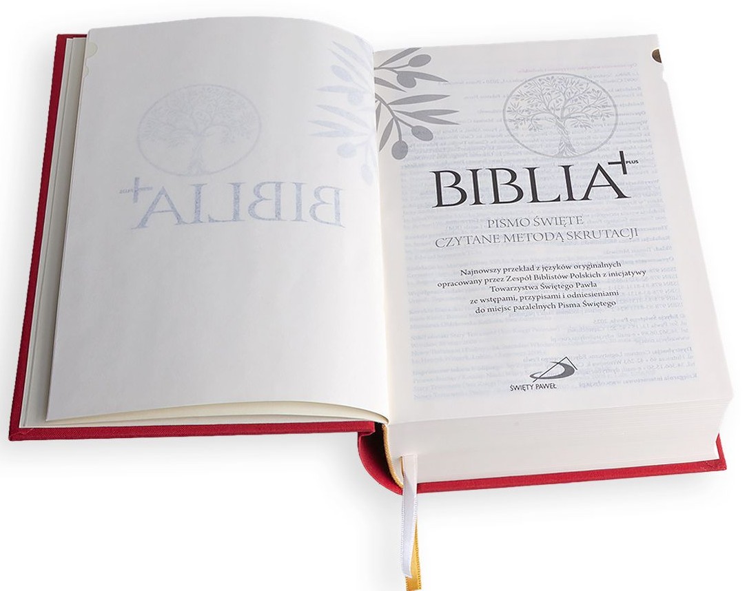 BIBLIA PLUS. Pismo Święte czytane metodą skrutacji - oprawa twarda z paginacją, płótno, czerwona