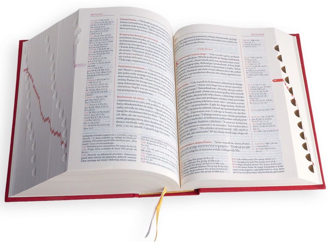 BIBLIA PLUS. Pismo Święte czytane metodą skrutacji - oprawa twarda z paginacją, płótno, czerwona