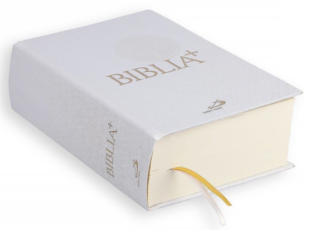 BIBLIA PLUS. Pismo Święte czytane metodą skrutacji - oprawa twarda z paginacją, płótno, biała