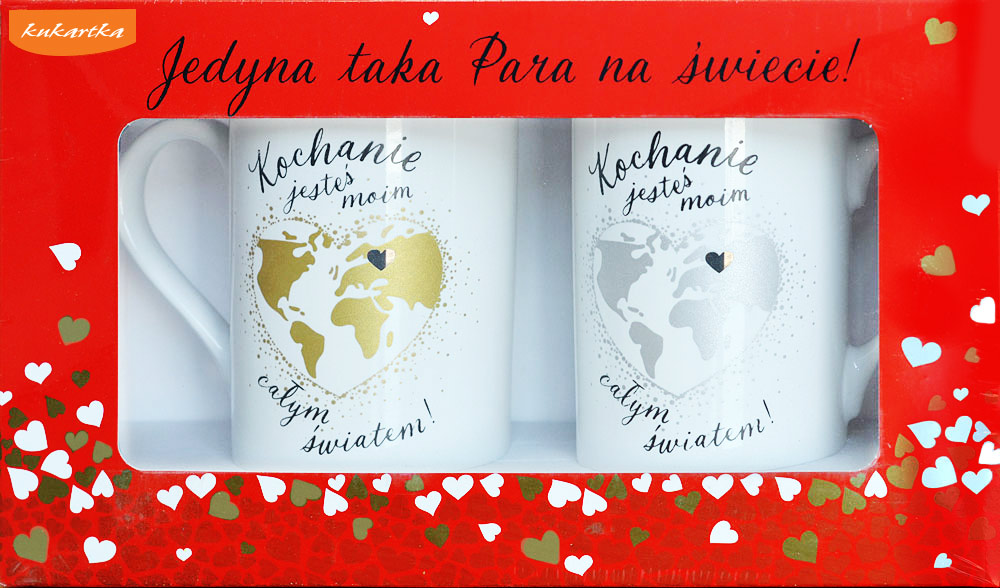 KOMPLET 2 kubków kukartka Walentynki "Jedyna taka Para" 2x 275 ml Q-1005