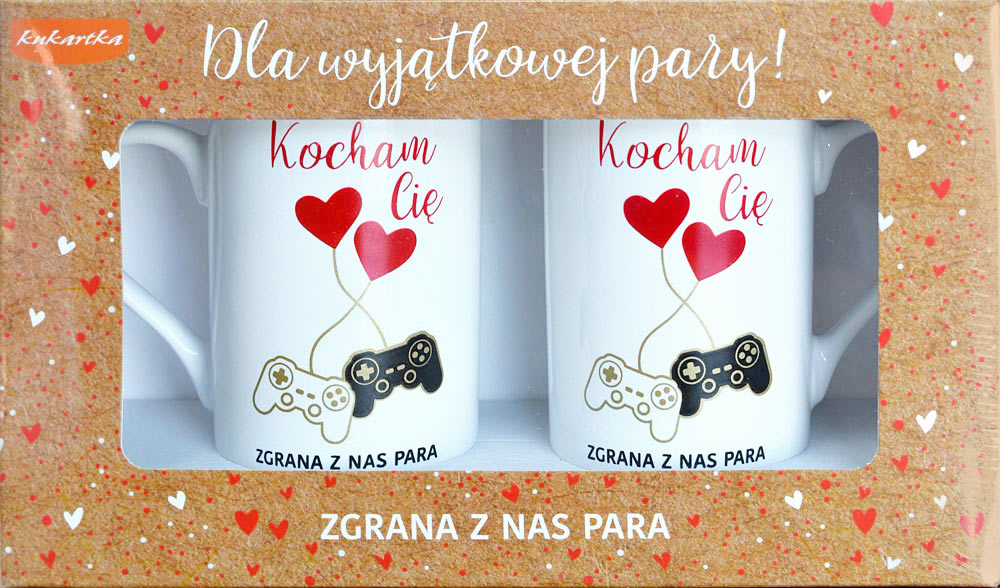 KOMPLET 2 kubków kukartka Walentynki "Dla Wyjątkowej Pary" 2x 275 ml Q-1006