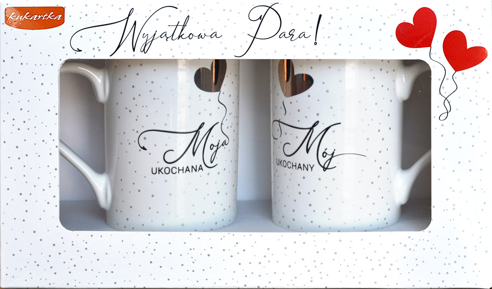 KOMPLET 2 kubków kukartka Walentynki "Wyjątkowa Para!" 2x 275 ml Q-1007