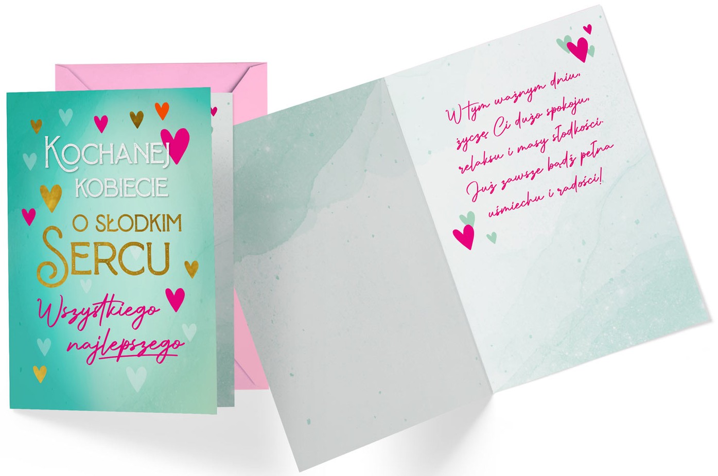 Karnet z kopertą: KOCHANEJ KOBIECIE Wszystkiego najlepszego PR-401