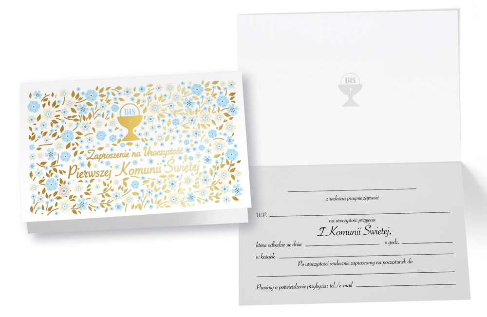 Zaproszenie z kopertą: na Pierwszą Komunię Świętą PMZ-089 (1 szt.)