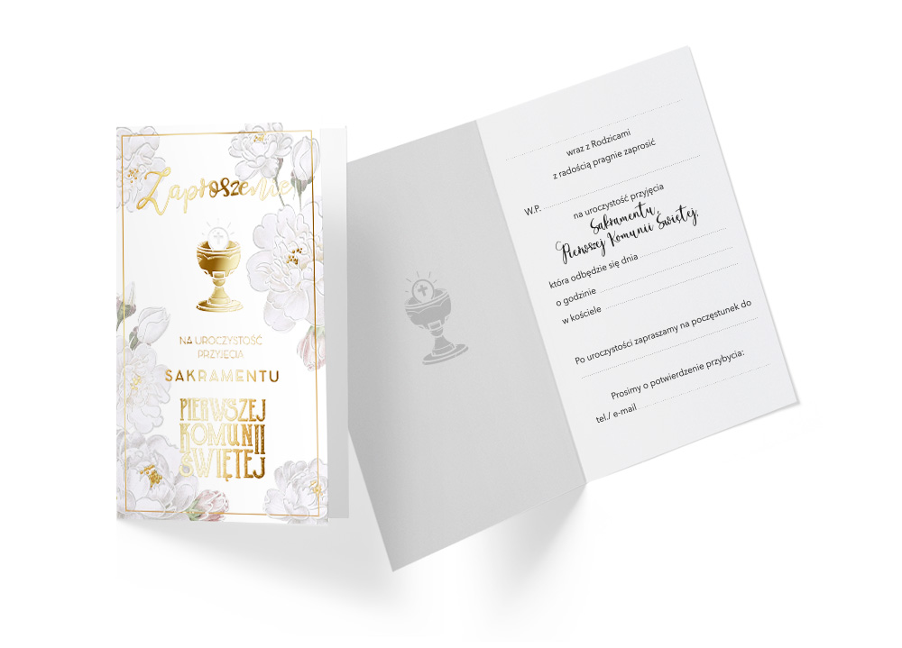 Zaproszenie z kopertą: na Pierwszą Komunię Świętą PMZ-087 (1 szt.)