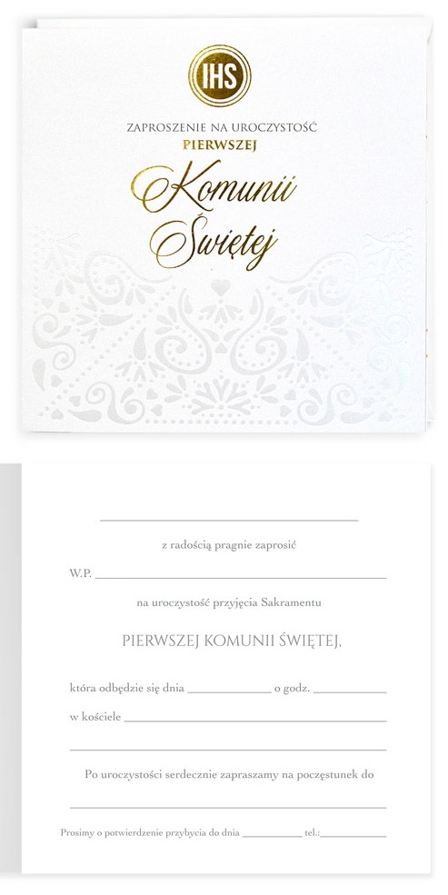 Zaproszenie z kopertą: na Pierwszą Komunię Świętą PMZ-133 (1 szt.)