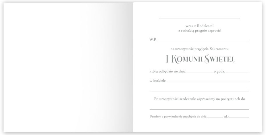 Zaproszenie PREMIUM z kopertą: na Pierwszą Komunię Świętą ZP-054 (1 szt.)