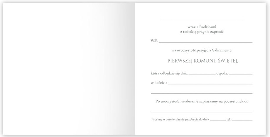 Zaproszenie PREMIUM z kopertą: na Pierwszą Komunię Świętą ZP-052 (1 szt.)