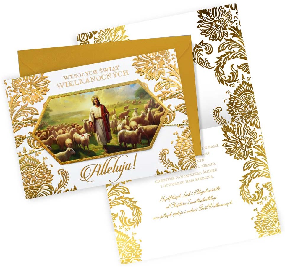 Karnet z kopertą - Wielkanoc: "WESOŁYCH ŚWIĄT WIELKANOCNYCH Alleluja!" DK-1131
