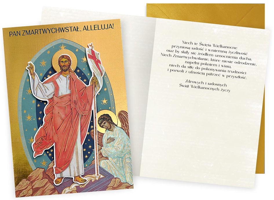 Karnet z kopertą - Wielkanoc: "PAN ZMARTWYCHWSTAŁ, Alleluja!" DK-1128