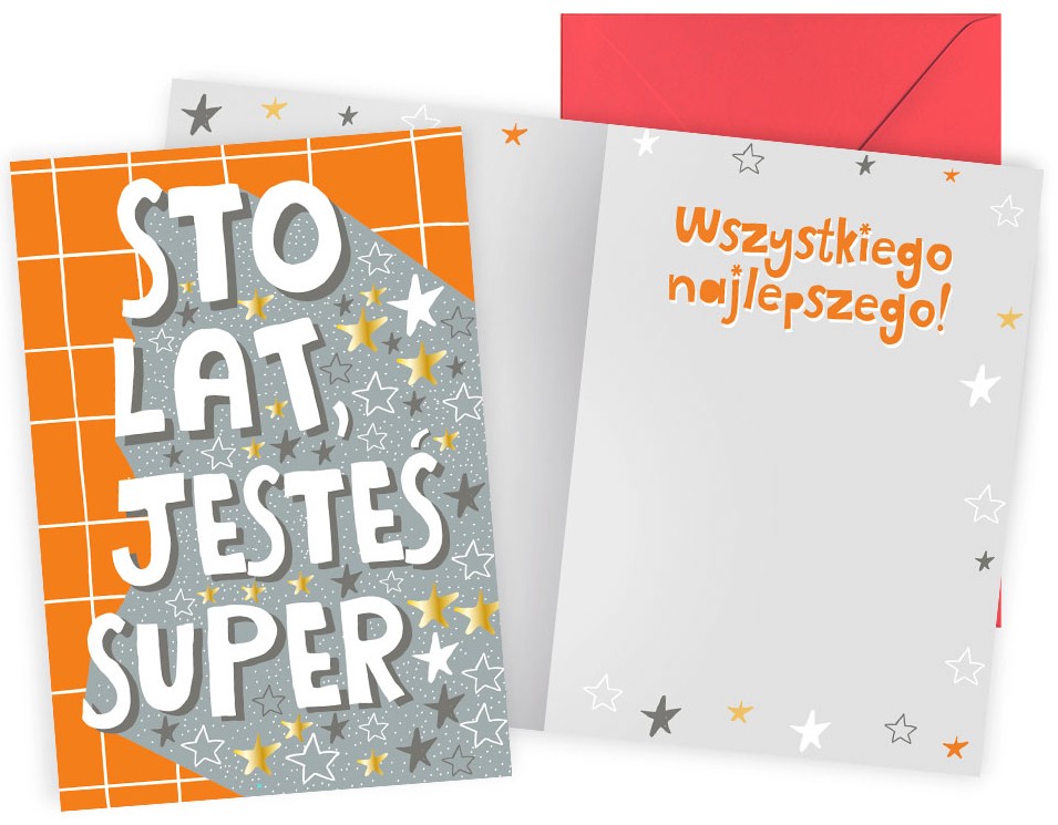 Karnet z kopertą: STO LAT, JESTEŚ SUPER PR-593