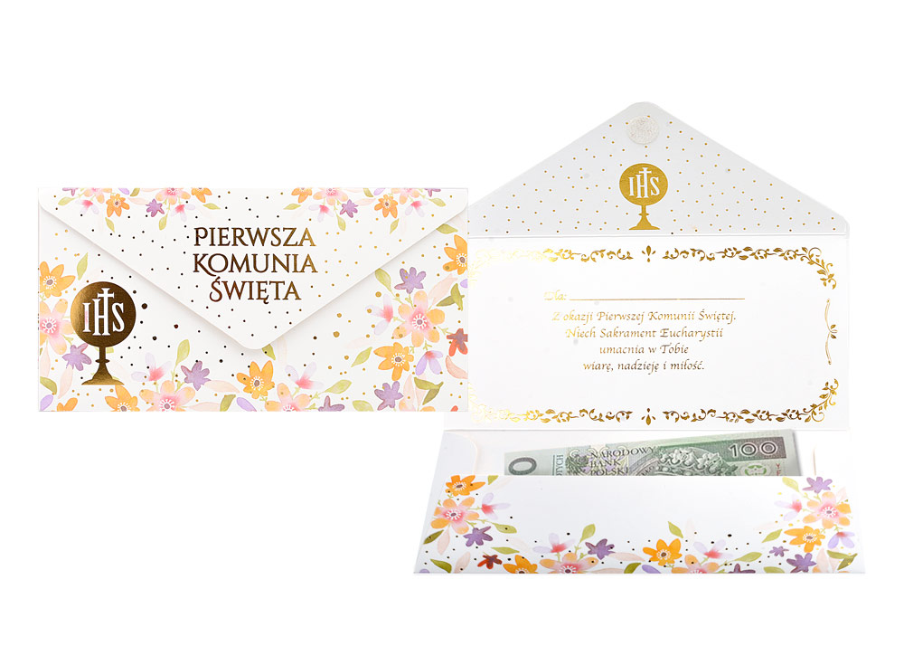 Koperta podarunkowa PIERWSZA KOMUNIA ŚWIĘTA KOP-008