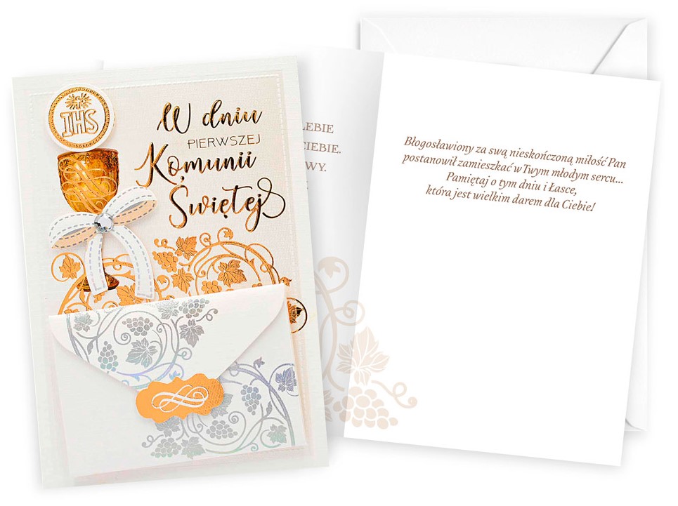 Karnet z kopertą + MINI KOPERTA: W dniu PIERWSZEJ Komunii Świętej DK-1240