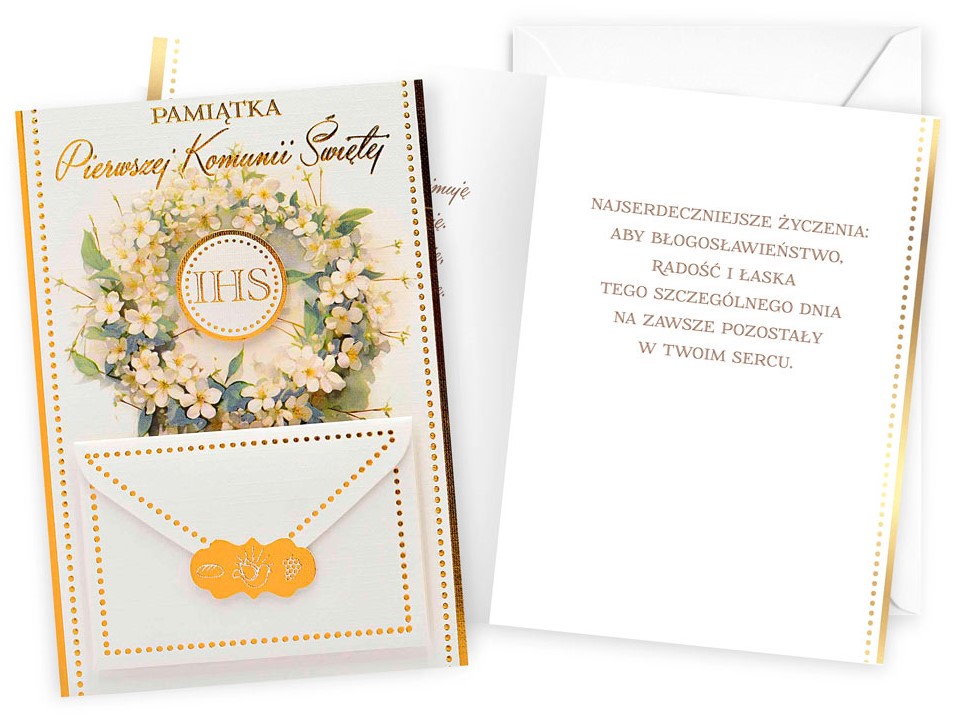 Karnet z kopertą + MINI KOPERTA: PAMIĄTKA Pierwszej Komunii Świętej DK-1241