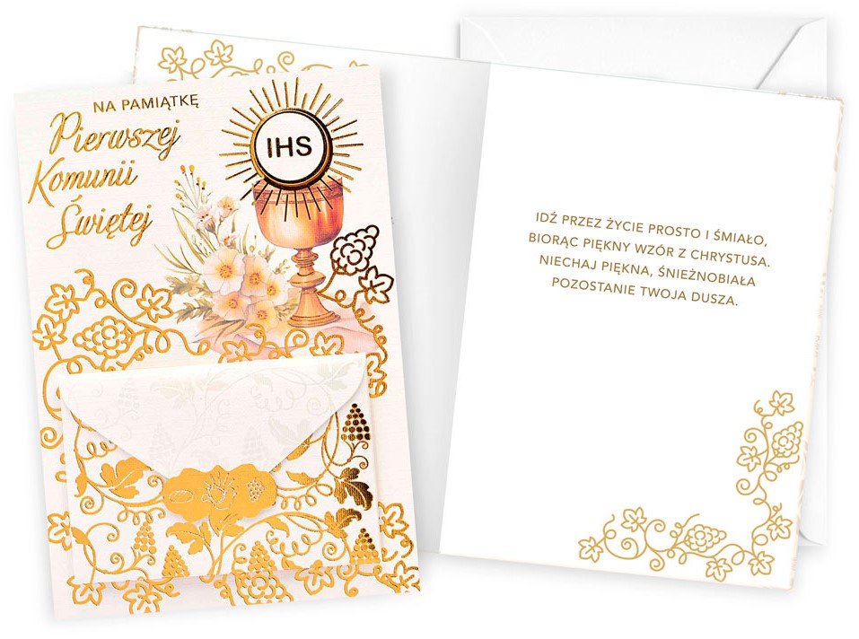 Karnet z kopertą + MINI KOPERTA: NA PAMIĄTKĘ Pierwszej Komunii Świętej DK-1242