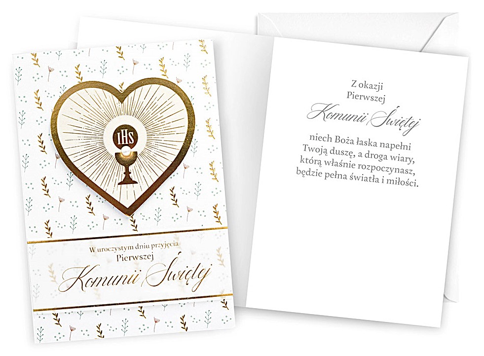 Karnet z kopertą: PAMIĄTKA Pierwsza KOMUNIA ŚWIĘTA DK-1149