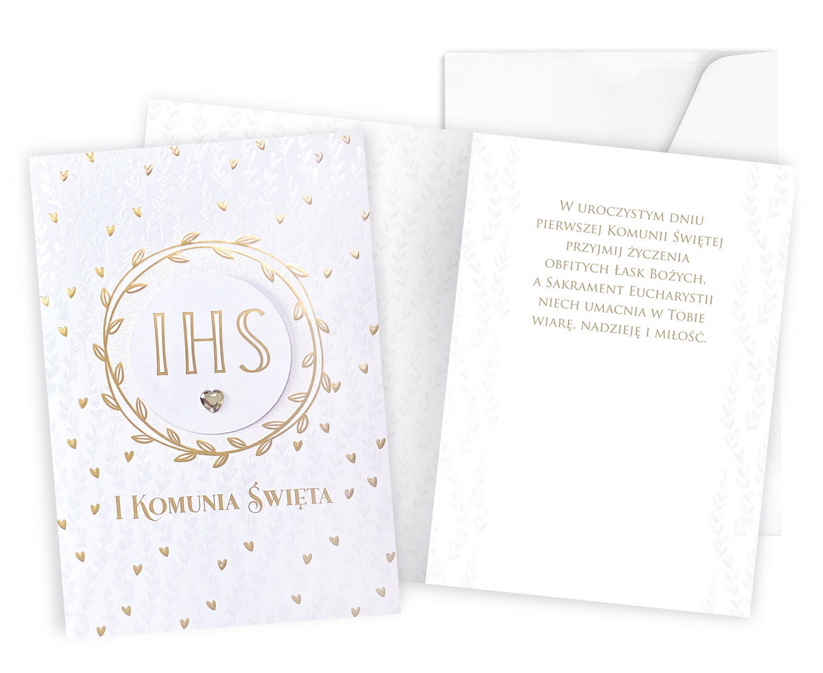 Karnet z kopertą: PAMIĄTKA Pierwsza KOMUNIA ŚWIĘTA DK-961