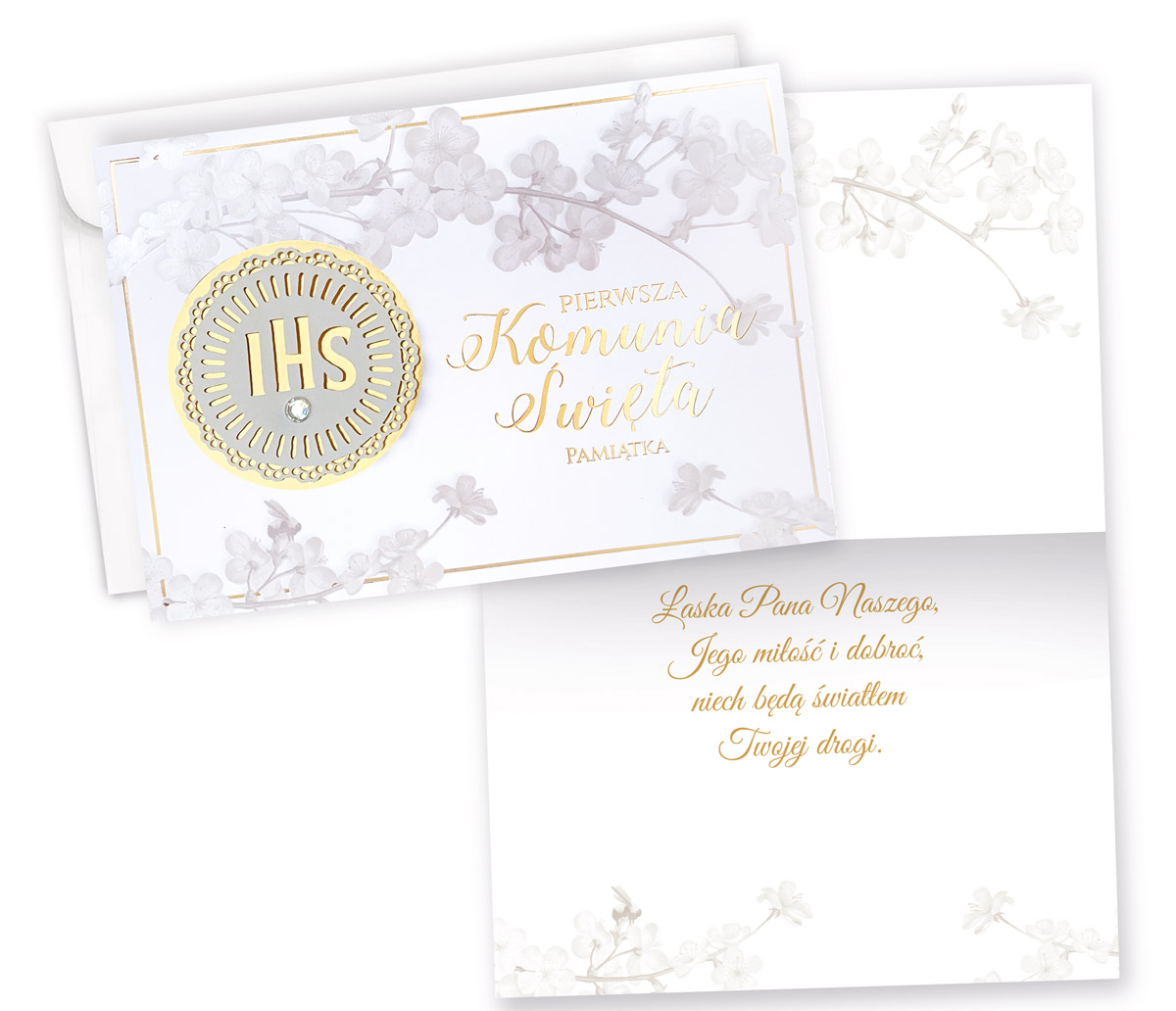 Karnet z kopertą: PAMIĄTKA Pierwsza KOMUNIA ŚWIĘTA DK-962