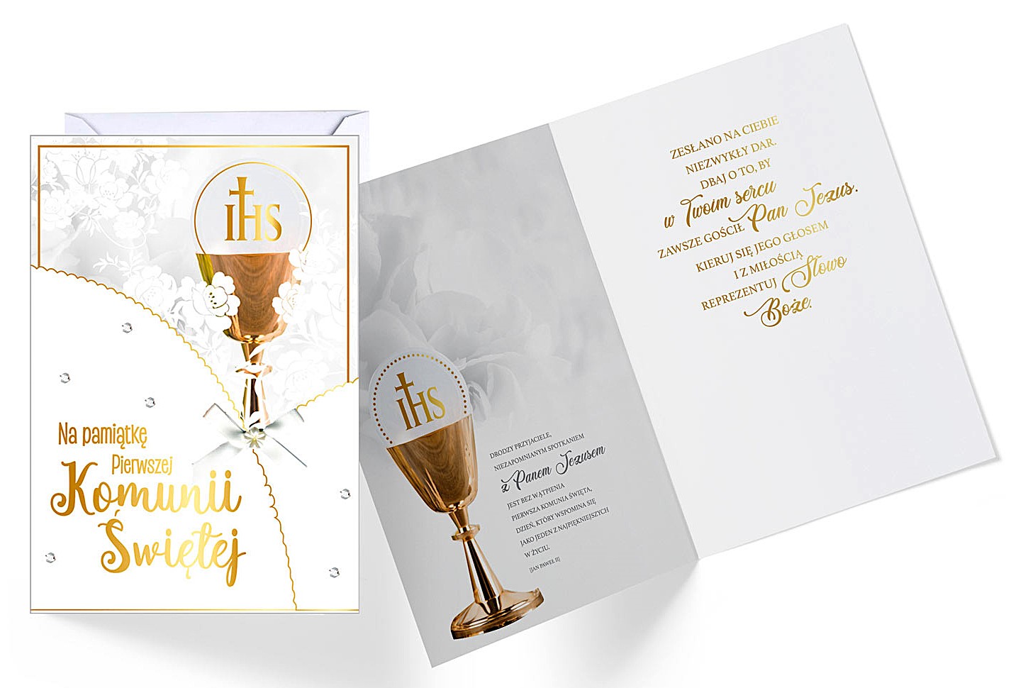 Karnet z kopertą: PAMIĄTKA Pierwsza KOMUNIA ŚWIĘTA DK-890