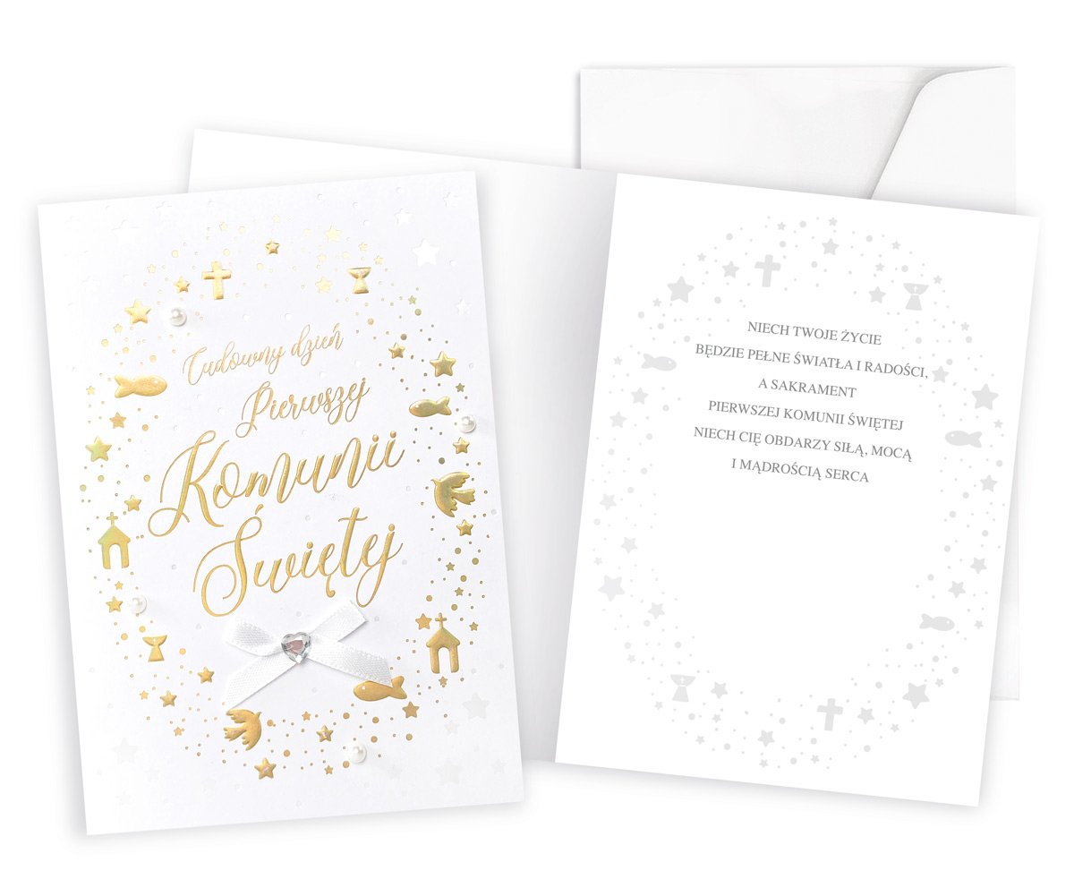 Karnet z kopertą: PAMIĄTKA Pierwsza KOMUNIA ŚWIĘTA DK-965