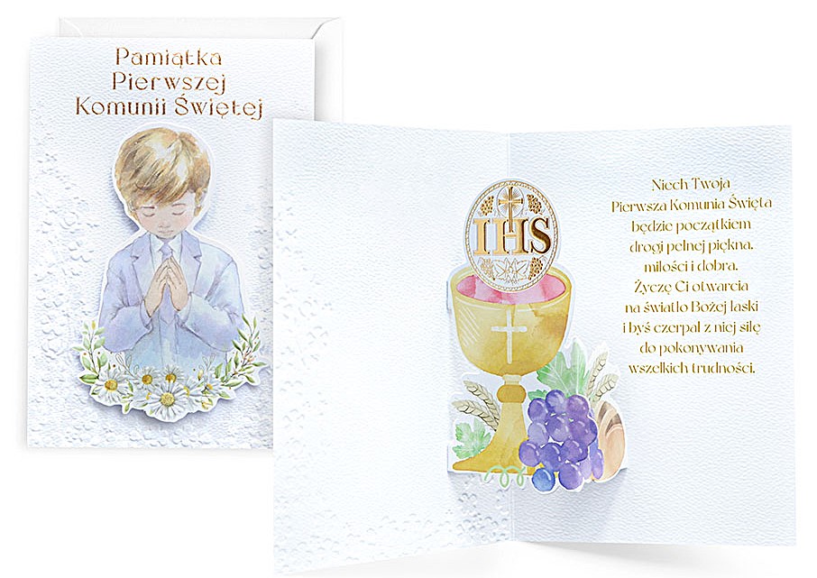 Karnet z kopertą: Pamiątka Pierwszej Komunii Świętej PU-024