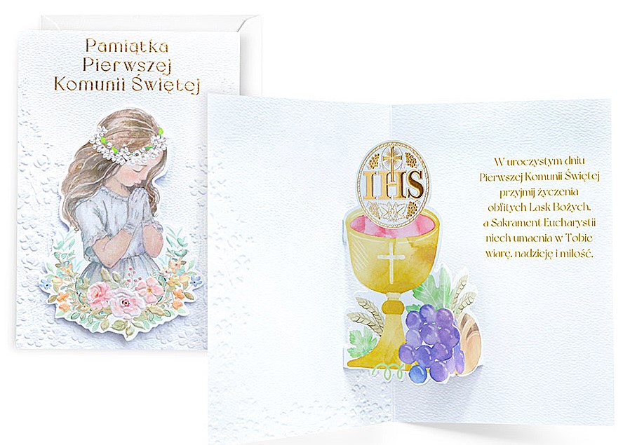 Karnet z kopertą: Pamiątka Pierwszej Komunii Świętej PU-025