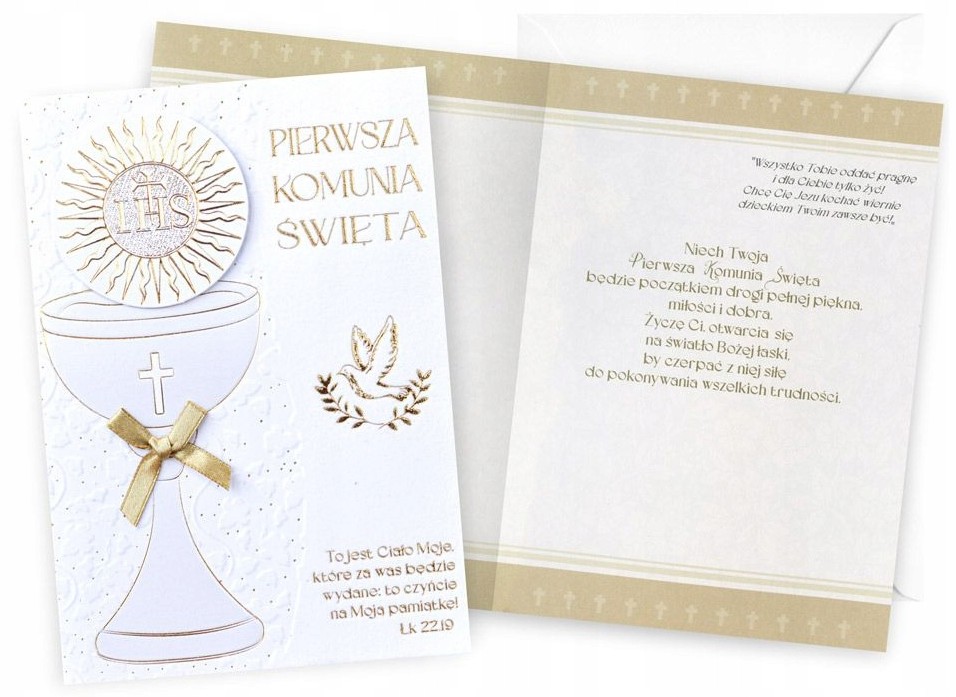 Karnet z kopertą: PAMIĄTKA Pierwsza KOMUNIA ŚWIĘTA DK-1141