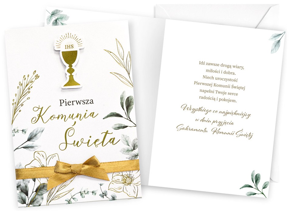 Karnet z kopertą: PAMIĄTKA Pierwsza KOMUNIA ŚWIĘTA DK-1142