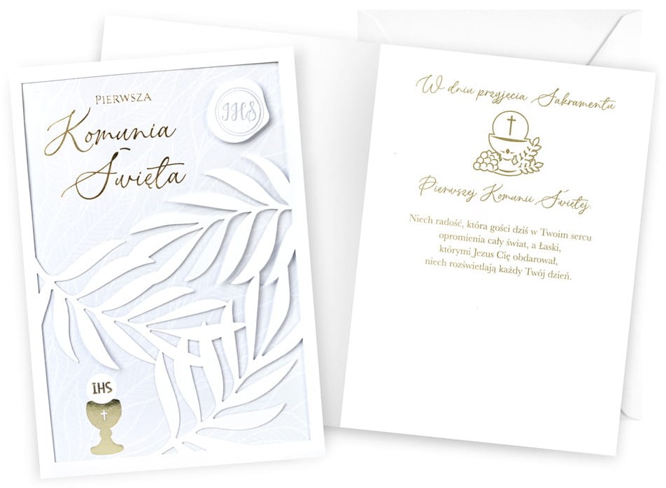 Karnet z kopertą: PAMIĄTKA Pierwsza KOMUNIA ŚWIĘTA DK-1143