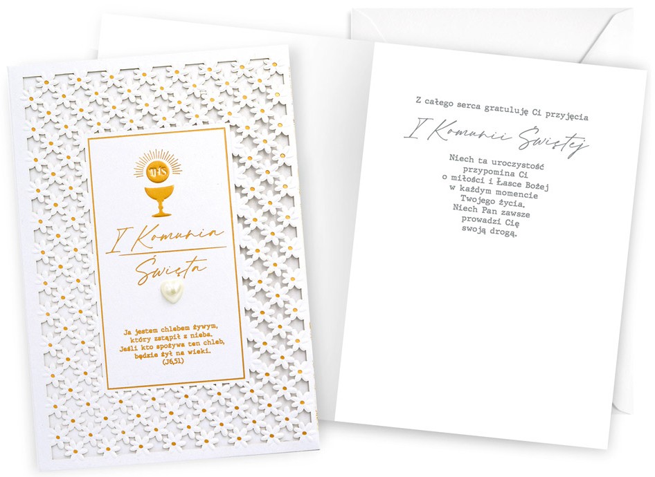 Karnet z kopertą: PAMIĄTKA Pierwsza KOMUNIA ŚWIĘTA DK-1147