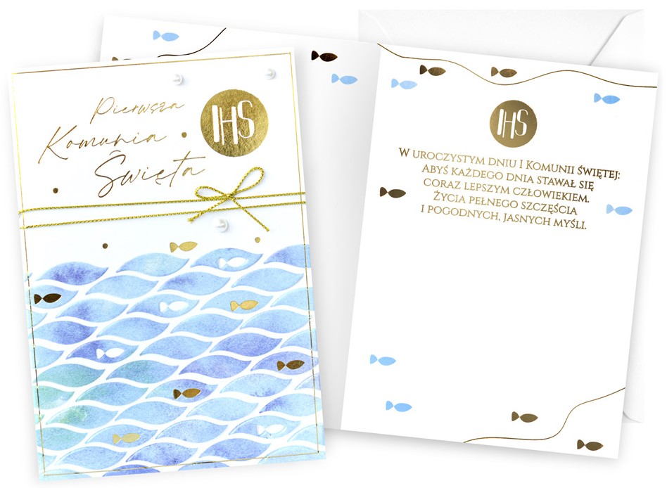 Karnet z kopertą: PAMIĄTKA Pierwsza KOMUNIA ŚWIĘTA DK-1245