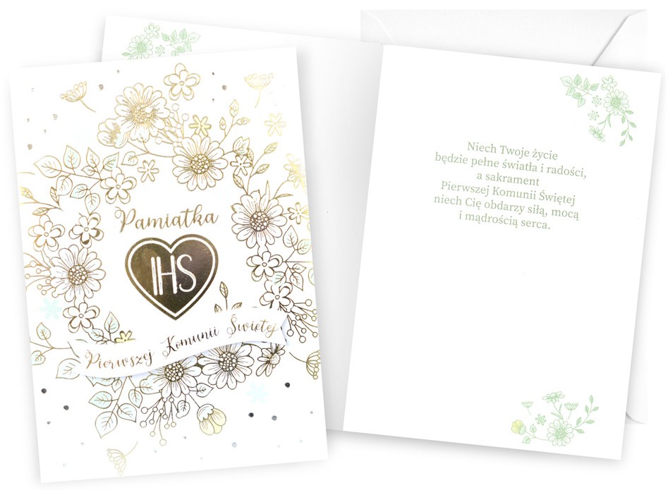 Karnet z kopertą: PAMIĄTKA Pierwsza KOMUNIA ŚWIĘTA DK-1246