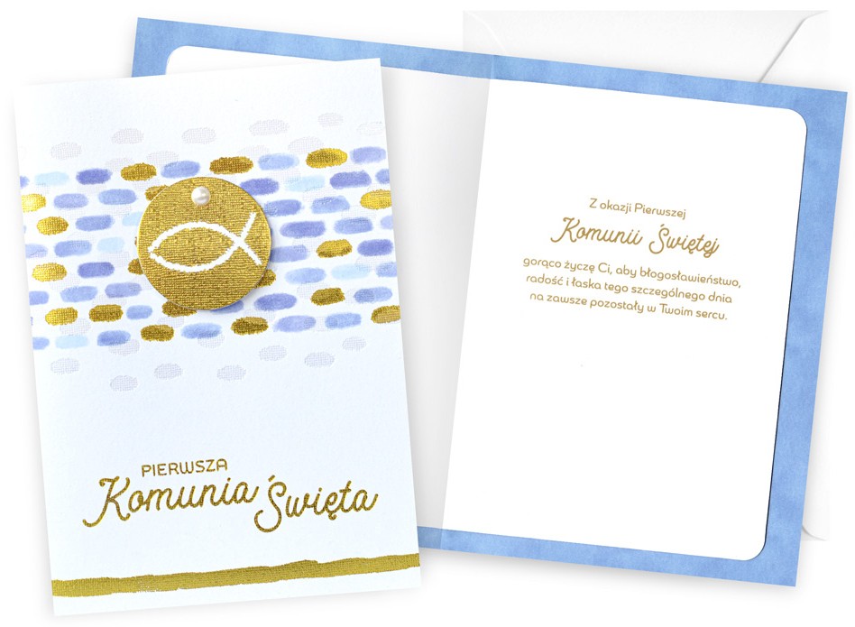 Karnet z kopertą: PAMIĄTKA Pierwsza KOMUNIA ŚWIĘTA DK-1248