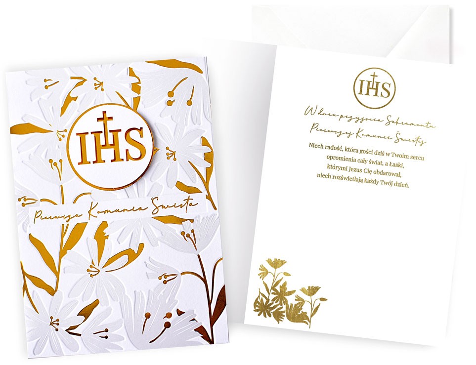 Karnet z kopertą: PAMIĄTKA Pierwsza KOMUNIA ŚWIĘTA DK-1409