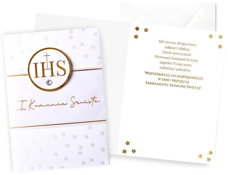 Karnet z kopertą: PAMIĄTKA Pierwsza KOMUNIA ŚWIĘTA DK-1410